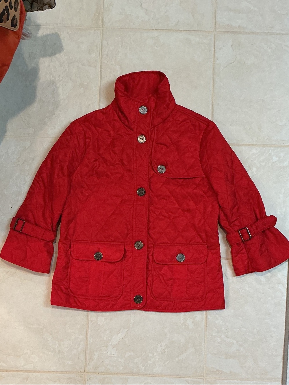 Burberry Red Quilted Utility Jacket with Button Front